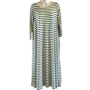 Hatch Women's Blue White The Marina Striped Flowy Midi Dress Casual Relaxed EUC